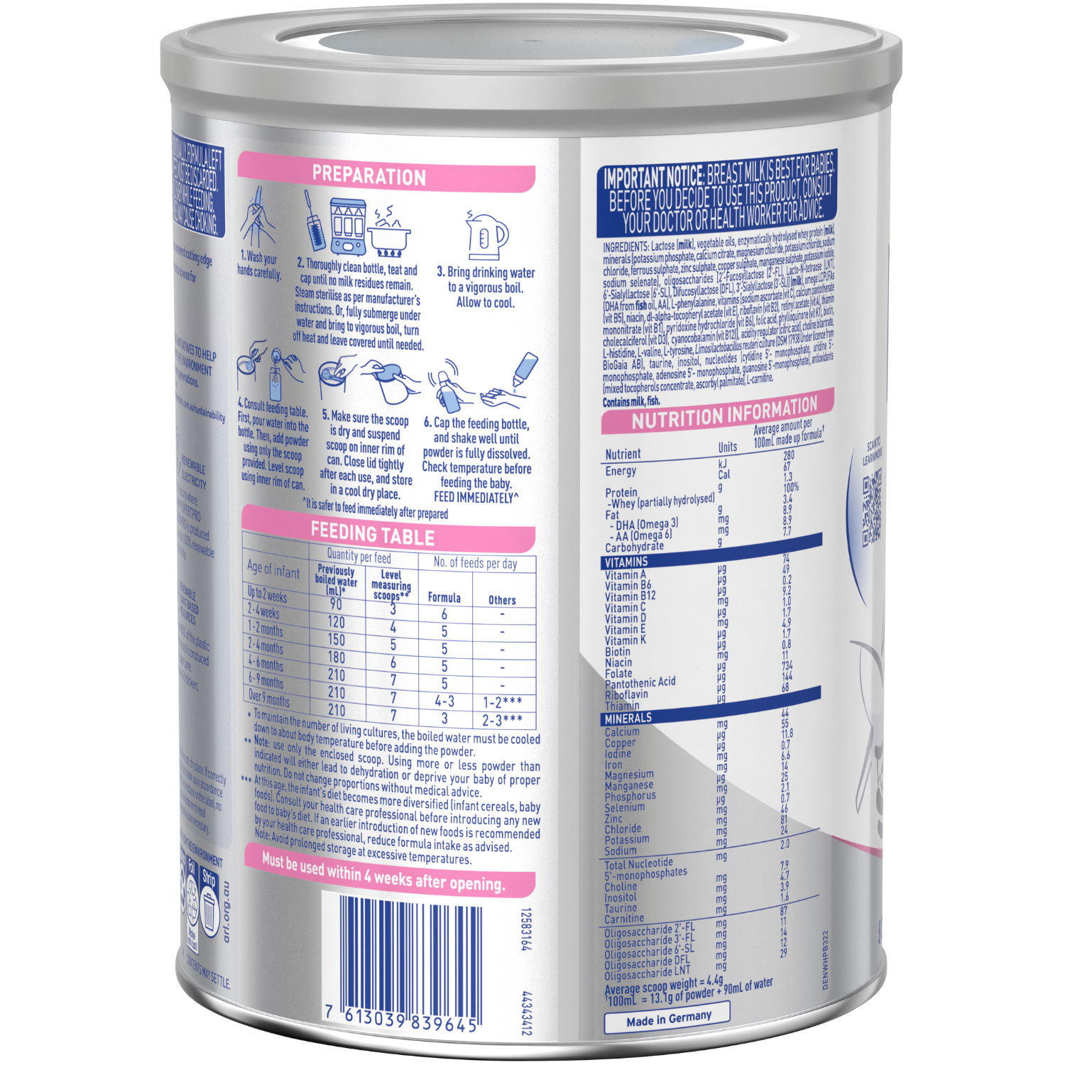 NAN EXPERTpro SENSIpro, Premium Baby Formula From Birth – 800g Back RHS