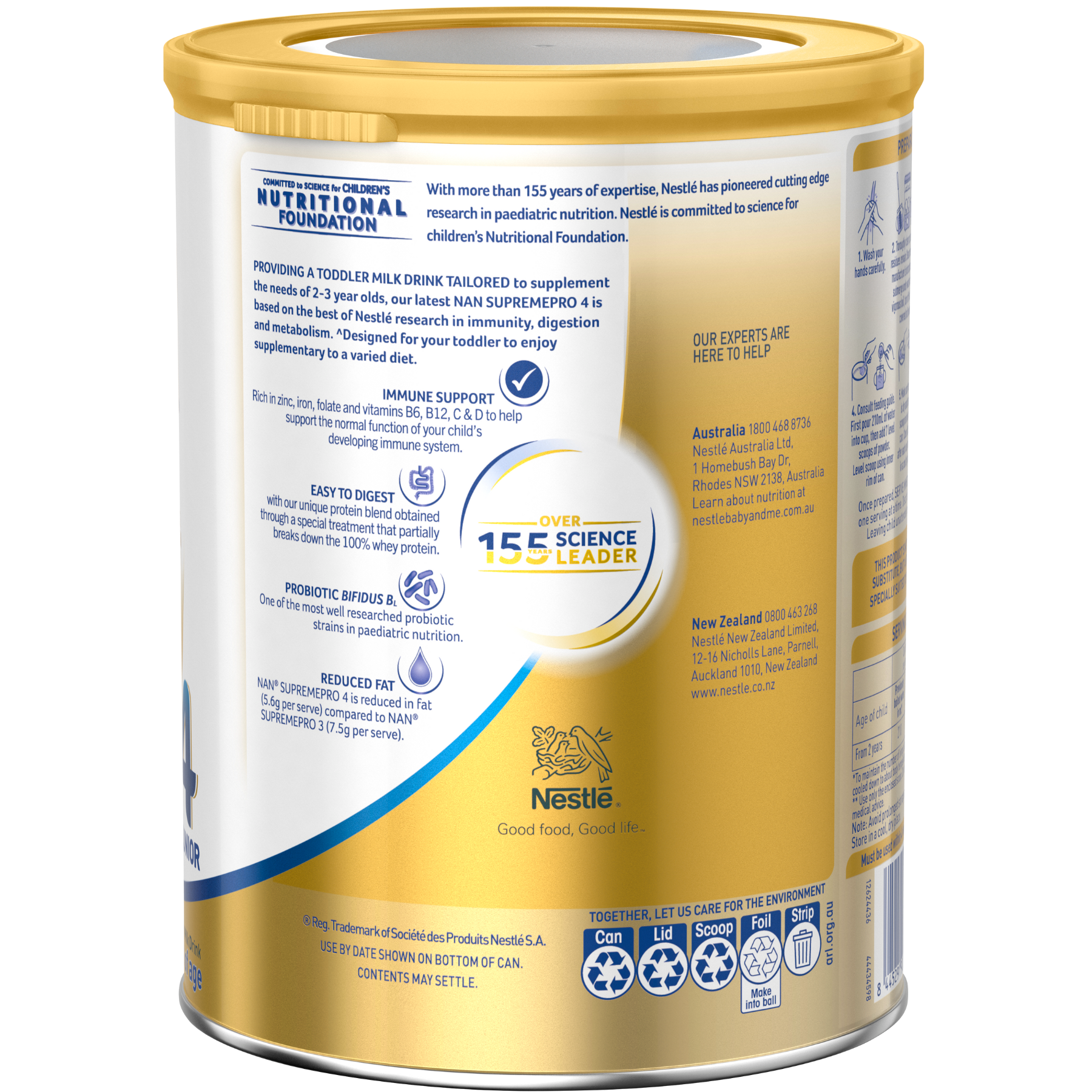 Nestlé NAN SUPREMEpro 4, Premium Toddler 2+ Years Milk Drink – 800g Back Middle