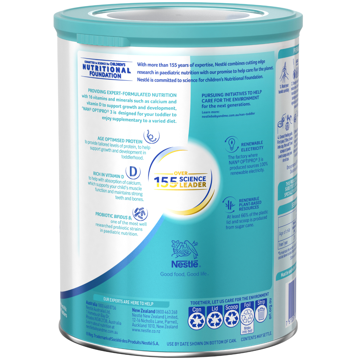 NAN OPTIPRO 3 Toddler Formula, From 1 Year  – 800g Back Middle