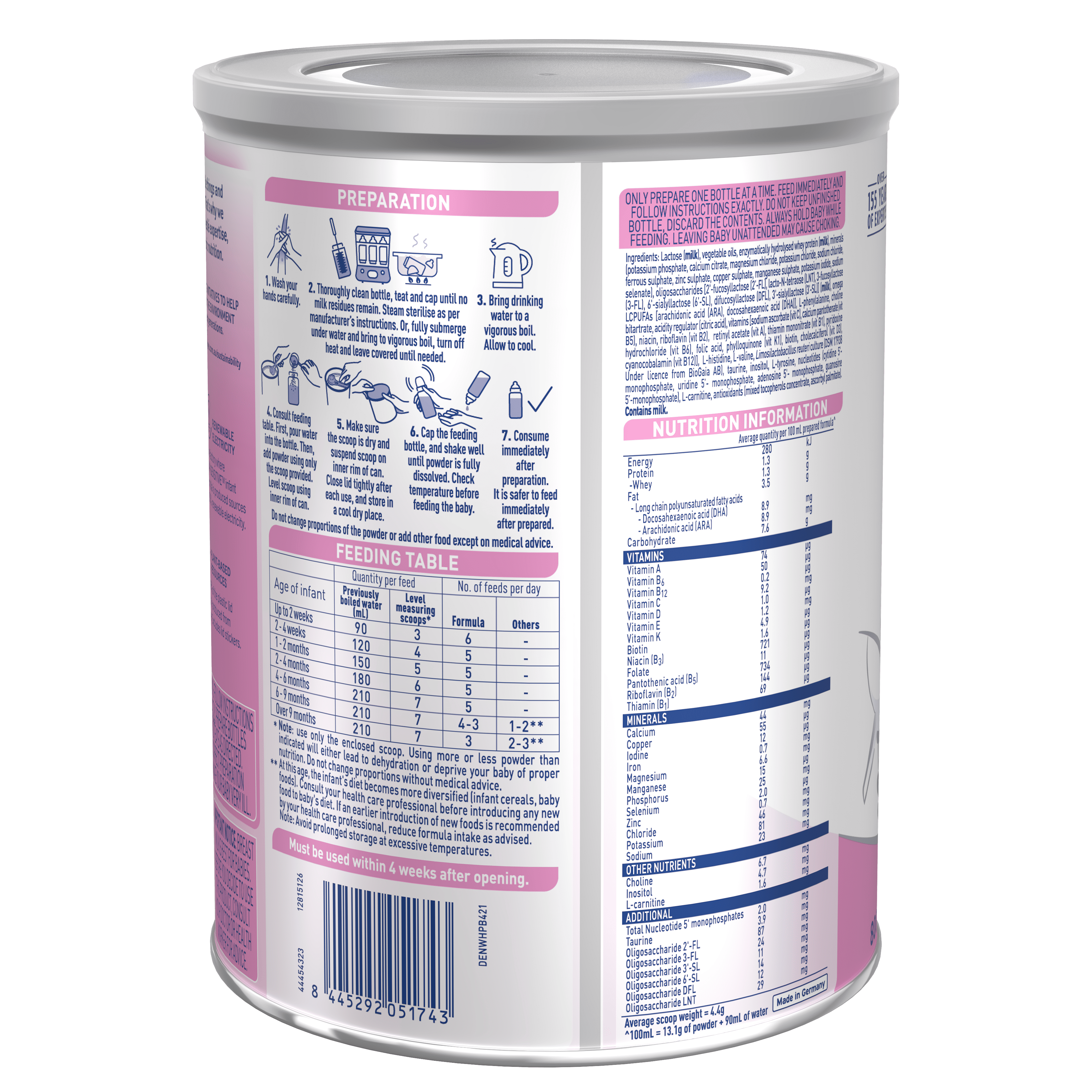 Nestlé NAN SENSITIVE Infant Formula, From Birth to 12 Months – 800g - Back