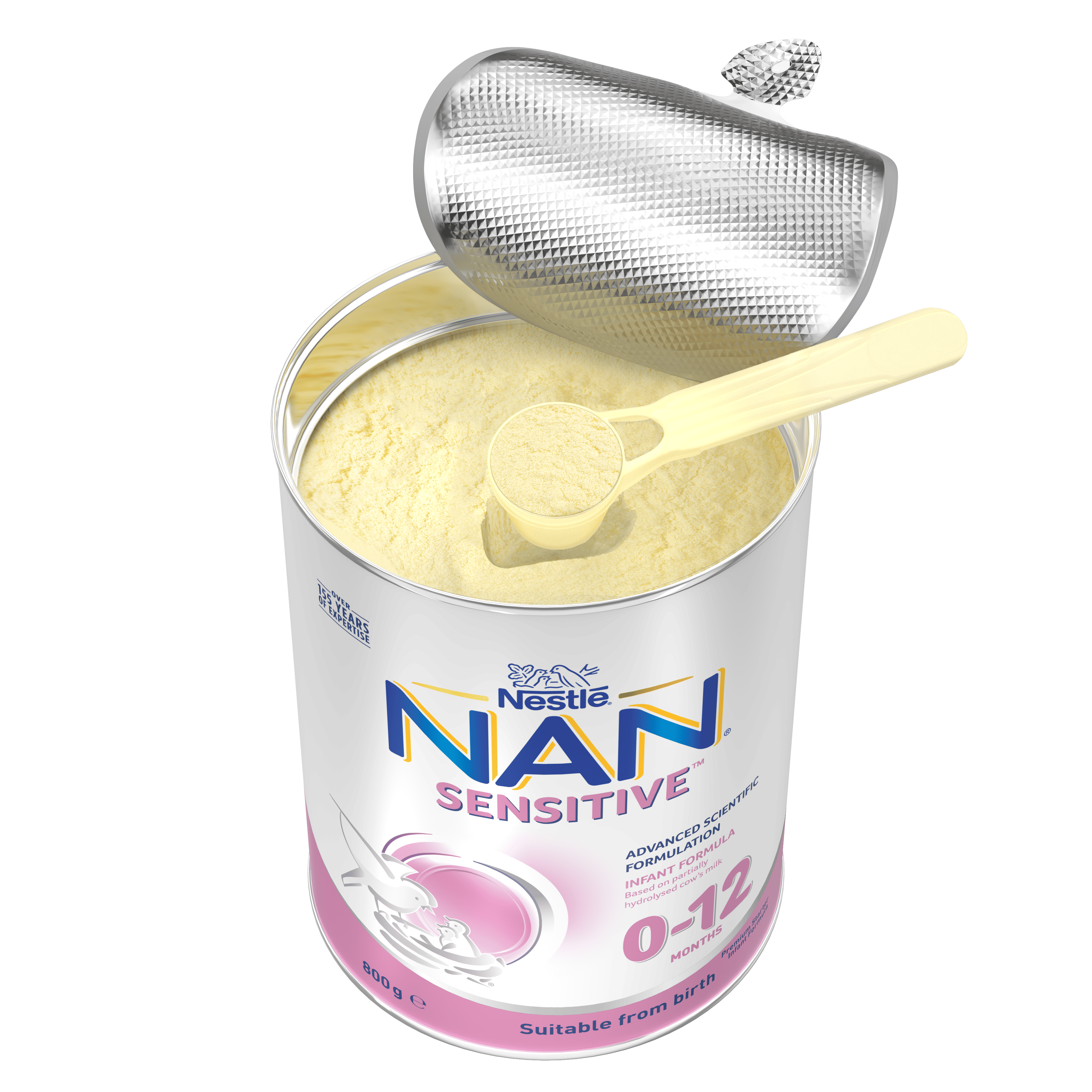 Nestlé NAN SENSITIVE Infant Formula, From Birth to 12 Months – 800g - scoop