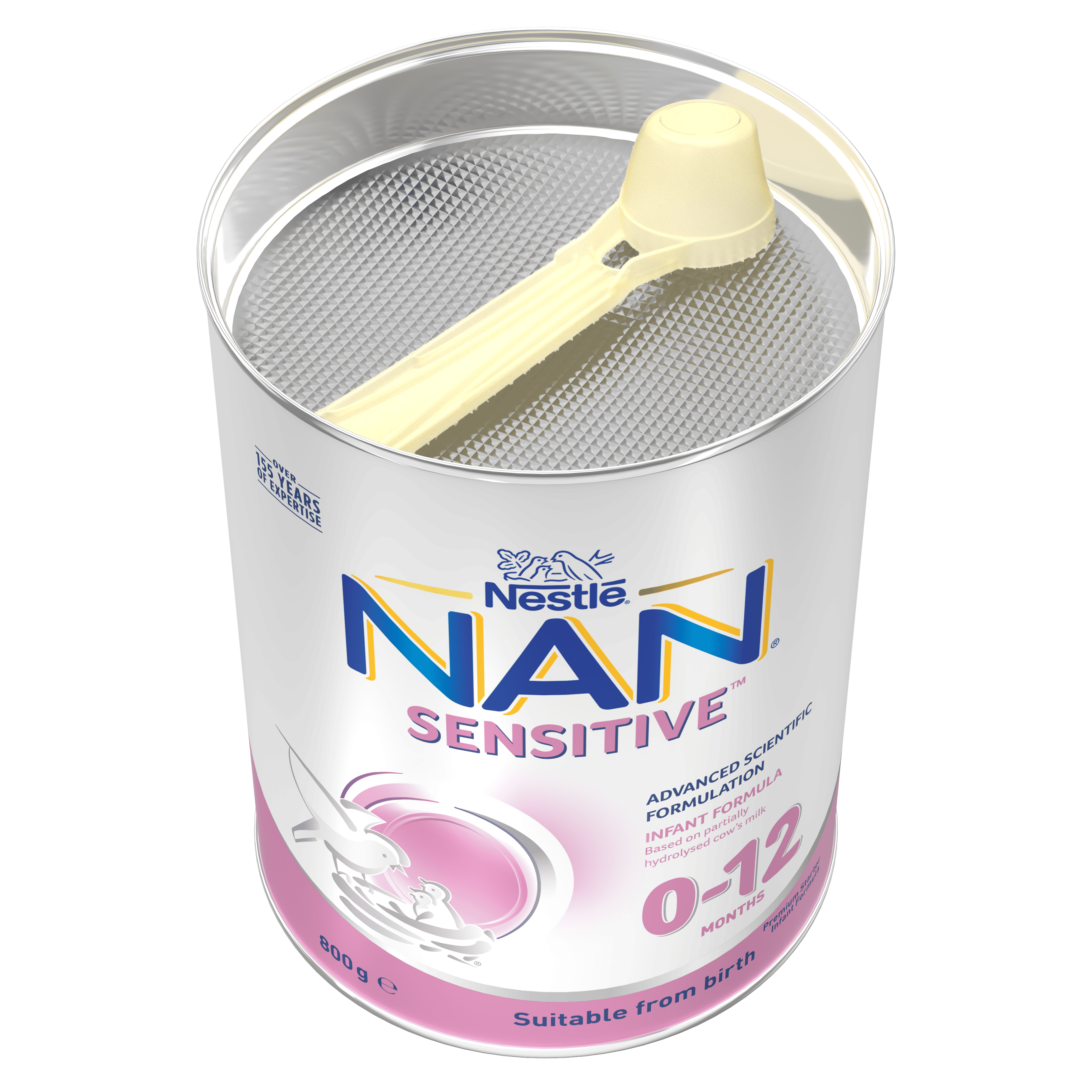 Nestlé NAN SENSITIVE Infant Formula, From Birth to 12 Months – 800g - separate storage area for the scoop