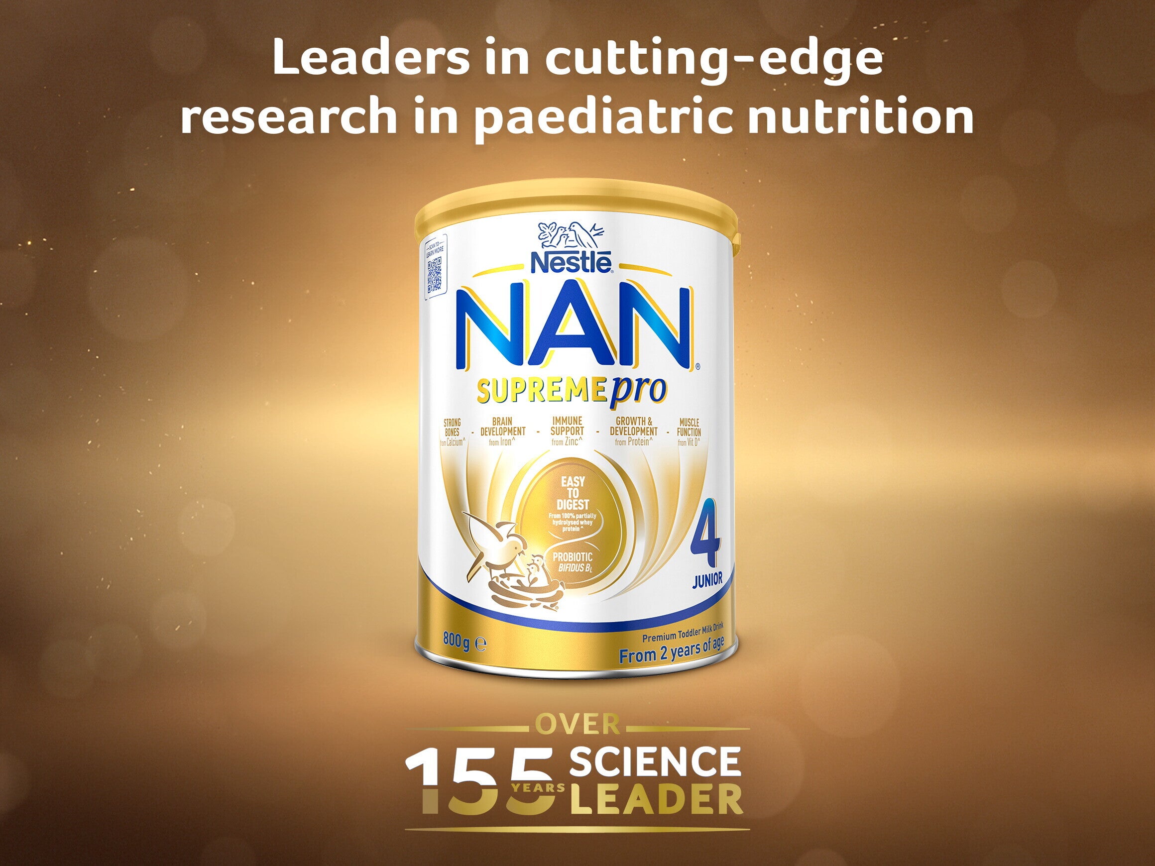 Leaders in cutting-edge research in paediatric nutrition Nestlé NAN SUPREMEpro 4, Premium Toddler 2+ Years Milk Drink – 800g