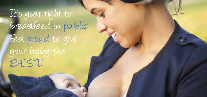 Mum breastfeeding baby in public