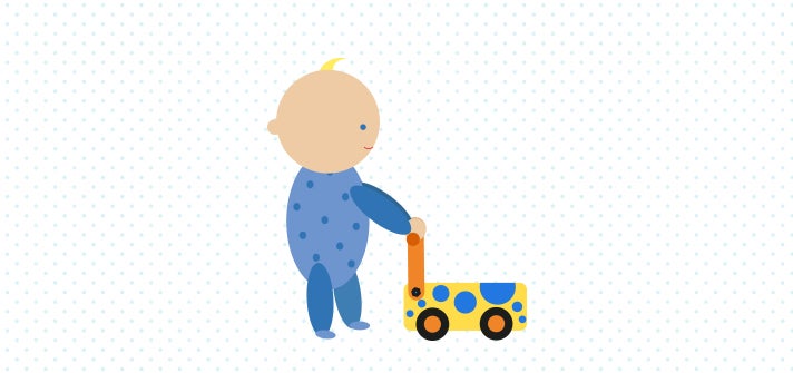 Baby pushing walking support toy