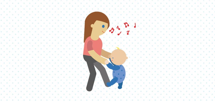 Mum and baby singing and dancing together