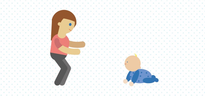 Mum and baby practicing crawling together