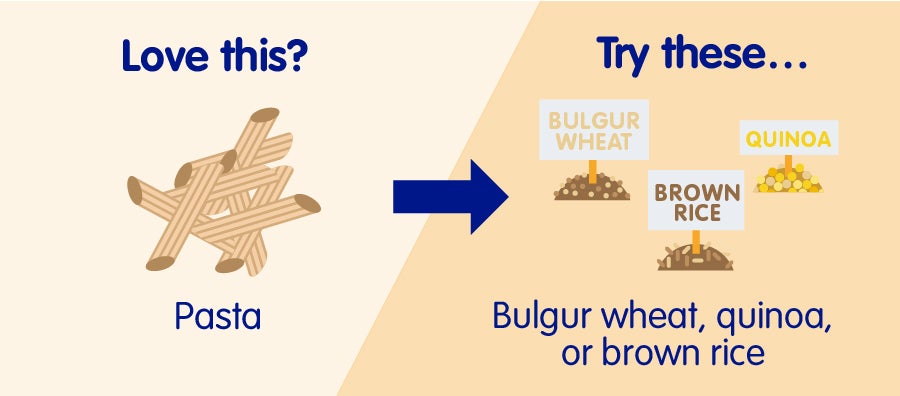Love eating pasta? Try bulgur wheat, quinoa or brown rice