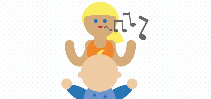 Mum and baby singing and clapping to music