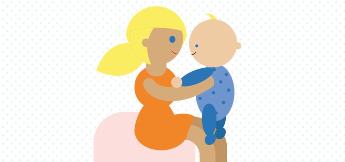 Mum bouncing baby in the standing position