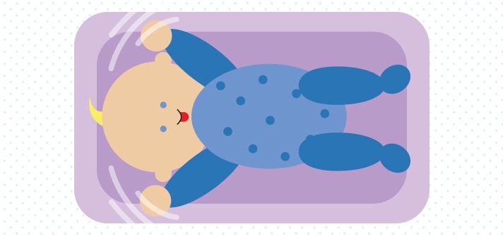 Baby copying actions of parent while laying down