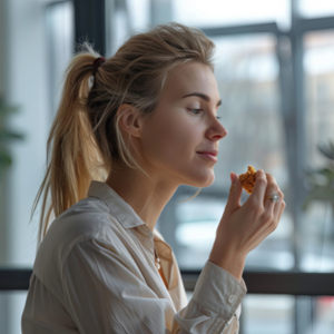 Woman snacking