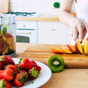 Cutting up healthy foods Cutting up healthy foods