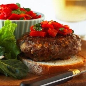 Beef Patties with Red Capsicum and Tomato Salsa