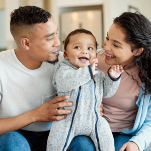 Smiling parents and son 