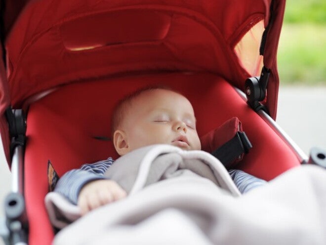 Baby sleeping in a pram Baby sleeping in a pram