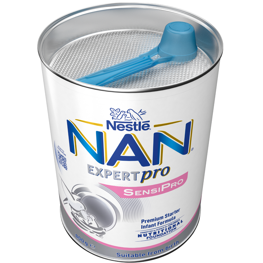 NAN EXPERTpro SENSIpro, Premium Baby Formula From Birth – 800g Lid off NAN EXPERTpro SENSIpro, Premium Baby Formula From Birth – 800g Lid off