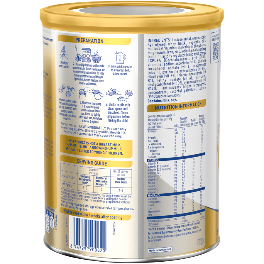 Nestlé NAN SUPREMEpro 4, Premium Toddler 2+ Years Milk Drink – 800g Back RHS