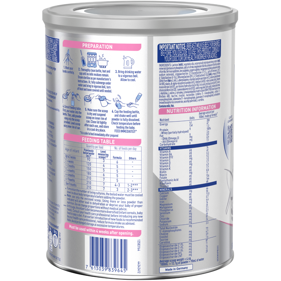 NAN EXPERTpro SENSIpro, Premium Baby Formula From Birth – 800g Back RHS NAN EXPERTpro SENSIpro, Premium Baby Formula From Birth – 800g Back RHS