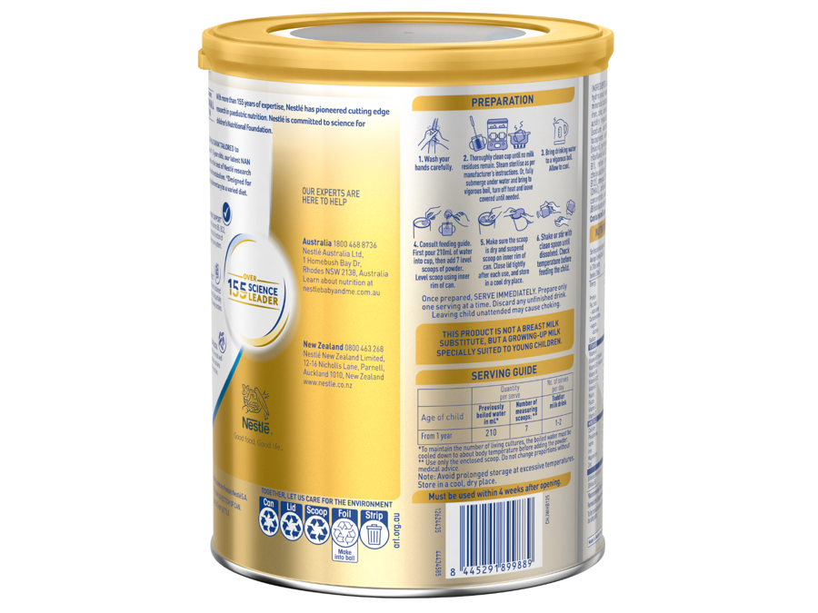 NAN SUPREMEpro 3 Toddler Milk Drink - Back of tin