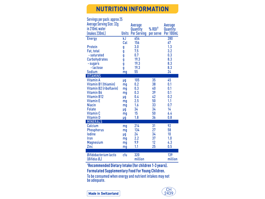 NAN SUPREMEpro 3 Toddler Milk Drink - Nutrition information
