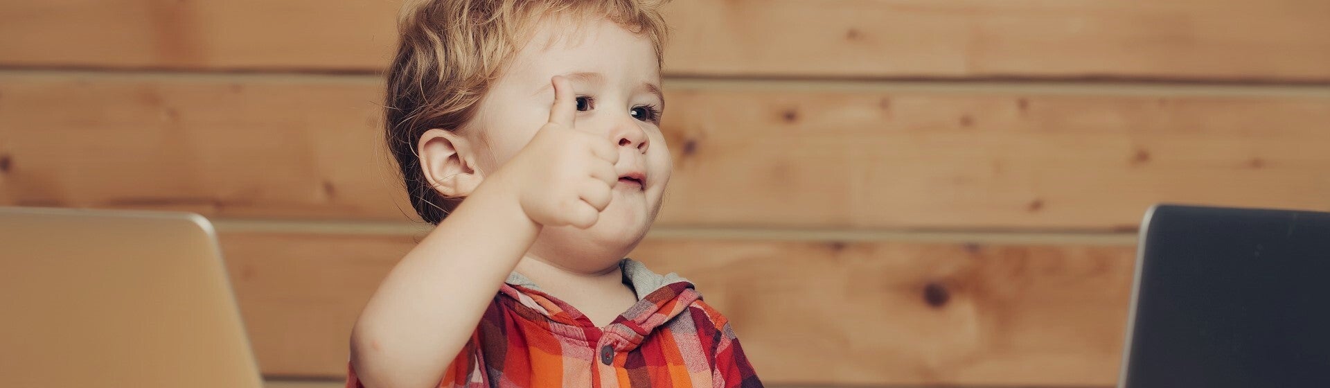 toddler with thumbs up toddler with thumbs up