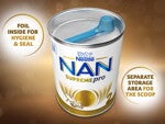 Nestlé NAN SUPREMEpro 2, Premium Follow-On Formula 6-12 Months – 800g Front- separate storage area for the scoop Nestlé NAN SUPREMEpro 2, Premium Follow-On Formula 6-12 Months – 800g Front- separate storage area for the scoop